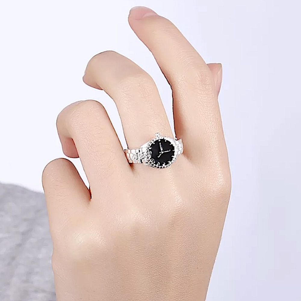 NEW STERLING SILVER CLOCK FACE RING - Picture 3 of 6
